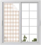 Window Privacy Film Frosted, Farmhouse Plaid Static Cling Door Window Covering, Cream Classic Buffalo Check Rustic UV Blocking Windows Film for Office, Hotel, Bedroom, 29.5 x 78.7 Inches by Unknown