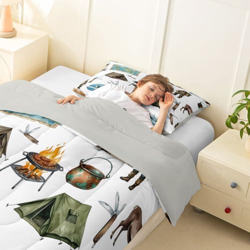 Erosebridal RV Camper Camping Kids Bedding Set Toddler Size, Hunting Deer Bear 2 Piece Bed Set for Girls Boys, Lakehouse Rustic Cabin Comforter Sets, Outdoor Travel Trailers Bedroom Decor - Image 5