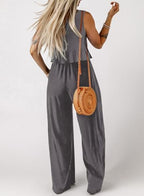 Dokotoo Womens 2 Piece Outfits Tank Tops Elastic Waist Wide Leg Pants Sets - Image 2