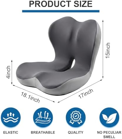 Car Seat Cushion with Back Support for Driving, Ergonomic Support Relief Pad for Auto/Truck/Office, Hollow Ventilation, Anti-Slip Driver Seat Cushion, Washable Cover, 18.1"x17"(Two-Tone Gray) - Image 3