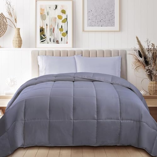 SUPERIOR All Season Down Alternative Comforter, Full/Queen, Silver - Image 2