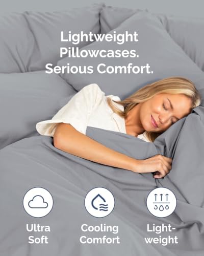Standard Pillow Cases - 10 Pack Pillowcase Covers - 20" x 26" (Steel Blue) - Image 3