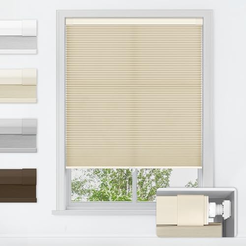 LazBlinds No Drill Cordless Cellular Shades, 55" W x 48" H, Beige by LazBlinds