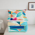 Erosebridal Colorful Geometric King Comforter Set,Cute Rainbow Bedding Set for Kids Adults Room Decor,Abstract Aesthetic Quilt Bed Set Watercolor Checkered Grid Down Comforter 3Pcs - Image 5