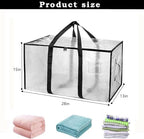 Moving Bags Extra Large 8 Pack - Heavy Duty Storage Totes with Wrap-Around Handles & Reinforced Zippers - Foldable Moving Box Alternative, Water-Resistant for Dorm, Closet & Under Bed Storage (Clear) - Image 2