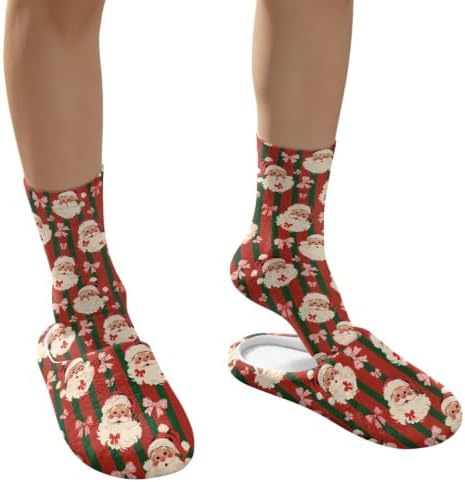 Jeiento Winter Fuzzy Slipper and Crew Socks for Women,Adult Slip-on Close Toe House Slipper,Flat Comfort home Slides - Image 4
