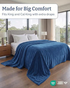 Fleece Blanket Oversized King - Ultra-Soft Flannel Blanket - Royal Blue - Image 3