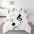 Erosebridal Girls Musical Notes Down Comforter, Kids Musical Staves Pattern Comforter Set King Size, Music Theme Hip Hop Bedding Set for Boys Teens Women, Modern Simple Quilted Duvet, Black White by Erosebridal