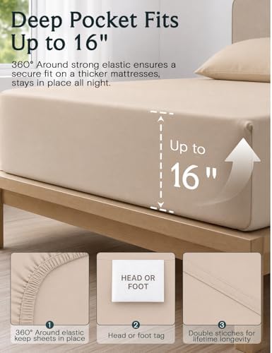 Cal King Size Sheets Set, Cooling & Soft Deep Pocket Bed Sheets, 4PC - Image 3