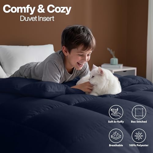 Utopia Bedding California King Comforter, Duvet Insert, Navy, 96 x 102 in - Image 5
