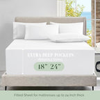 Elegant Comfort Luxury Soft 4-Piece 1500 Premium Hotel Quality Bed Sheet Set with Extra Deep Pockets 18-24 Inch, Wrinkle Free, Storage Pockets, Extra Deep Pocket 4PC Sheets, Twin, White - Image 4