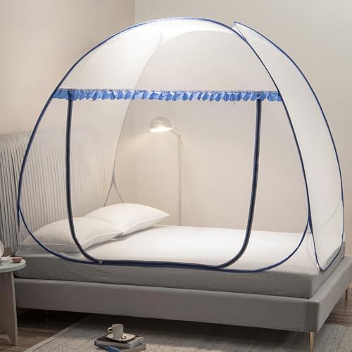 Mengersi Mosquito Net Tent,Pop-Up Bed Canopy with Net Bottom,Mosquito Netting Bed Tent for Kids Girls Boys,Suit for Indoor Outdoor (Twin,Blue) by Mengersi
