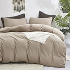 Luxlovery Khaki Comforter Set Full Cream Coffee Bedding Set Minimalist Bedding Set Solid Dark Champagne Blanket Quilts Modern Ultra Soft Breathable Taupe Comforter Set for Women Men Full Bed - Image 4