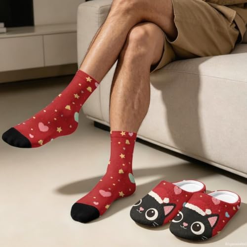 Christmas Fuzzy Slipper with Socks for Women Men Warm House Slipper and Socks Cozy Fuzzy Slippers for Indoor - Image 4