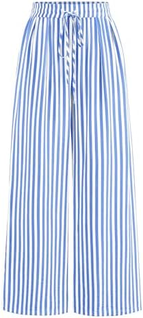 PRETTYGARDEN Womens Pants Elastic Waist Striped Lightweight Palazzo Pant by PRETTYGARDEN