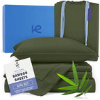 Kickoff Viscose Bamboo Sheets Queen Size 4-pc 100% Organic Bamboo Viscose Bed Cooling Sheets Queen Size Set Cool Bedding for hot Sleepers Sheet Set - Gift Ready Packaging (Green, Q) by KickoffHome