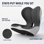 Orthopedic Cushion, Seat Cushion for Office Chair and Car, Ergonomic Memory Foam L Shaped Integrated Seat Cushions, Lumbar Support Tailbone Pain Relief for Office Chair Car (C-Black Grey) - Image 4
