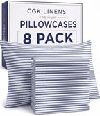 Standard Pillow Cases - 8 Pack Pillowcase Covers - 20" x 26" (Blue Stripes) by CGKUnlimited