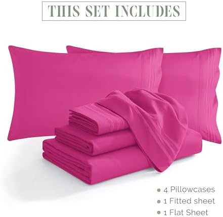 Elegant Comfort 1500 Premium Quality 4-Piece Bed Sheet Set - 18-24 Inch Extra Deep Pocket, Smart Storage Pockets, Wrinkle Free Ultra Soft 4PC Extra Deep Pocket Sheets, Twin/Twin XL, Pink - Image 4