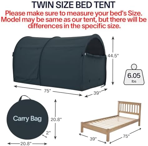 LEEDOR® Bed Tent Dream Tent Bed Canopy Shelter Cabin Sleeping Tent Indoor Bed Curtain Pop Up Privacy Warm Breathable with 4 Doors Twin/Full/Queen for Kids and Adult (Mattress Not Included) - Image 2
