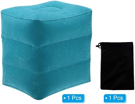 PATIKIL Travel Foot Rest Pillow, Inflatable Foot Rest Mat Adjustable 3 Layers Height Sleep Flights Leg Rest Pillow for Airplane Train Office, Navy Blue - Image 3