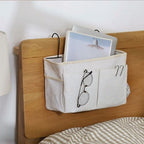 Bedside Hanging Bag,Bedside Organiser,Bedside Pocket, Bedside Hanging Storage Bag Caddy Pocket Nightstand Organizer Basket White for Bunk Bed Dorm Rooms - Image 4