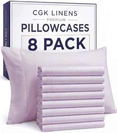 Standard Pillow Cases - 8 Pack Pillowcases, 20" x 26" - Light Lavender by CGKUnlimited