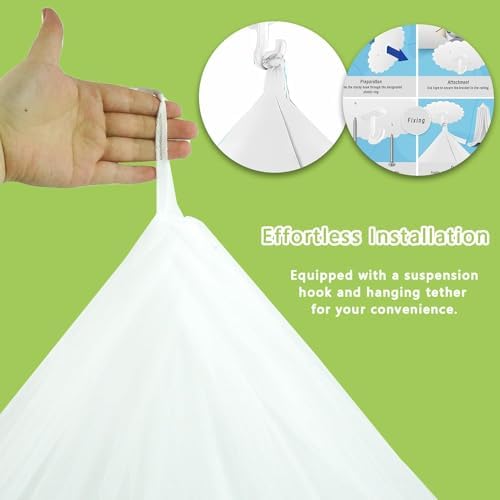 Princess Decor Canopy for Kids Bed, Soft and Durable Bed Canopy for Girls Room Tent Canopy Dreamy Mosquito Net Bedding, Children Reading Nook Canopies Indoor (White net) - Image 3