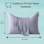 Cooling Pillow Covers for Curved Pillows – Queen 2-Pack 28x20 Eclipse Grey – Moon-Shaped Zippered Pillowcases, 100% Rayon Derived from Bamboo, Ultra-Soft, Silky, Breathable, & Wrinkle‑Resistant - Image 2