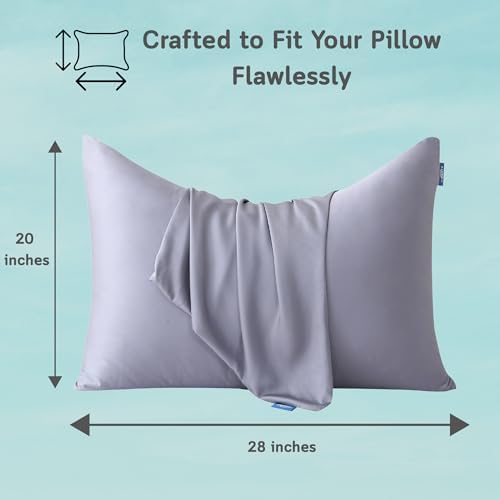 Cooling Pillow Covers for Curved Pillows – Queen 2-Pack 28x20 Eclipse Grey – Moon-Shaped Zippered Pillowcases, 100% Rayon Derived from Bamboo, Ultra-Soft, Silky, Breathable, & Wrinkle‑Resistant - Image 2