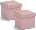 Ornavo Home Small Square Storage Ottoman, Set of 2, 12x12x12, Pink by OrnavoHome