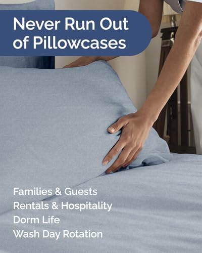 Standard Pillow Cases - 6 Pack Pillowcases, 20" x 26" - Heathered Blue - Image 5