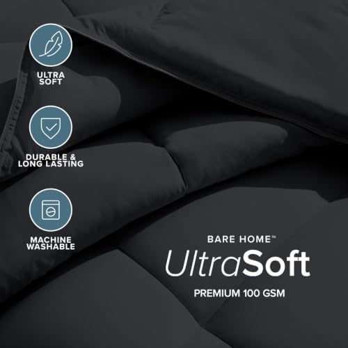 Bare Home Duvet Insert Comforter (California King, Black) - Image 3