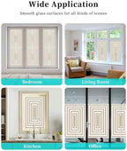 Window Privacy Film Frosted, Beige White Geometric Reusable Static Cling Window Tints, Square Minimalist Modern Heat Control Windows Films for Offices, Balcony, 29.5 x 118 Inches - Image 7
