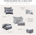 Madison Park Essentials Full Comforter Set, Bed in a Bag, Watercolor Print Coastal Comforter & Chambray Cotton Sheet Set, All Season Bedding Set, Saben, Black Full (78 in x 86 in) 9 Piece - Image 6