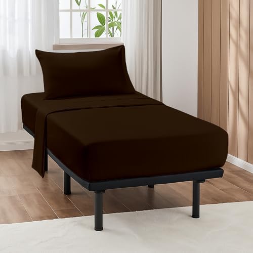 ARlinen 4 PCs Cot Sheets Sets 30" X 75", Egyptian Cotton Fitted Mattress Fits Upto 4"-8" Deep Perfect for Narrow Twin/RV Bunk/Guest Bed Replacement/Camping, Chocolate by ARlinen