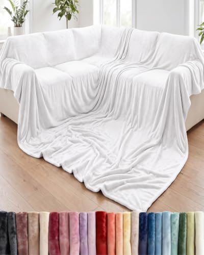 Fleece Blanket Giant Size 120" x 180" - Ultra-Soft Flannel Throw - White by CGKUnlimited