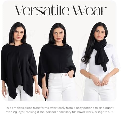 Velanio Cashmere Poncho for Women - 100% Mongolian Wrap & Dress Topper - Image 3