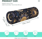 Purple Boho Sun Moon Neck Roll Pillow Bolster Round Health Memory Foam Long Cervical Cylinder Pillows with Removable Washable Cover for Body Bed Legs Back Yoga - Image 2