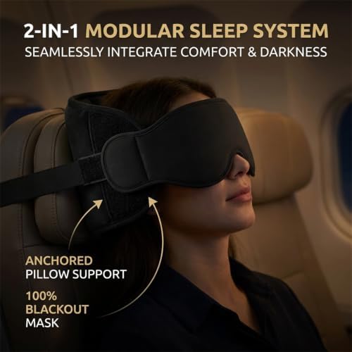 Avernio Travel Pillow with Eye Mask–2 in 1 Support Sleep System (3 in 1) - Image 4