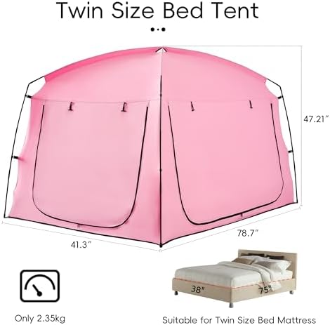 Privacy Sleep Indoor Bed Tent for Adults Kids, Portable Blackout 90% Canopy Tents with 3 Doors Breathable Mesh Windows - Image 2