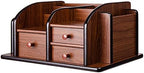 Liry Products Brown Wooden Desk Organizer Multiple Compartments 3 Drawers Slots 2 Shelves Racks Holder Office Supplies Caddy Tabletop Storage Desktop Stationery Accessory Sorter Home Kitchen - Image 5