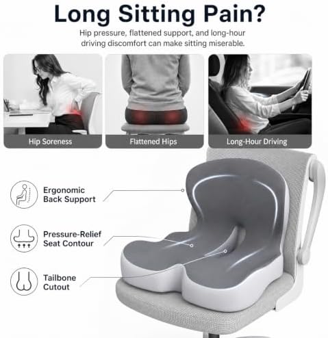 Celnva Orthopedic Seat Cushion – L-Shaped Lumbar Support Memory Foam Comfort for Long Sitting, Ergonomic Support for Office Chair, Wheelchair, Car & Travel (Black) - Image 5