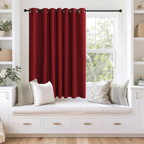 NICETOWN Blackout Curtains 63 inches Long for Living Room Bedroom, Grommet Thermal Insulated Room Divider Drape Window Treatment for Sliding Patio Door, W100 x L63, 1 Panel, Burgundy Red by NICETOWN