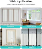 Window Privacy Film Frosted, Green Lines Non-Adhesive Static Cling Window Tint, Modern Vertical Striped Vintage Minimalist Insulated Windows Frosted Films for Living Room, 35.4 x 78.7 Inches - Image 7