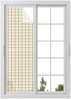 Window Privacy Film Frosted, Beige Brown Plaid Reusable Static Cling Window Tints, Vintage Farmhouse Checkered Rustic Heat Control Windows Films for Offices, Balcony, 29.5 x 118 Inches by Unknown