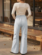 TARSE Womens Wide Leg Lounge Pant Baggy Flare Elastic Waist Sweatpants - Image 2