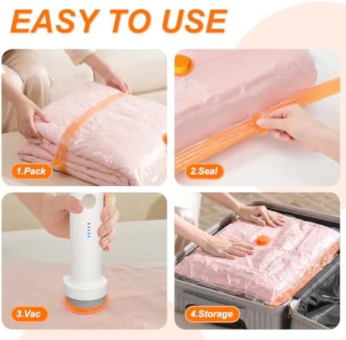 Vacuum Storage Bags with Electric Pump, 9-Pack Space Saver Bags for Clothes, Blankets, Comforters & Pillows, Reusable Vacuum Seal Bags with Wide Opening, 3 Sizes for Closet, Under Bed & Travel - Image 5