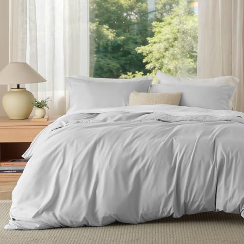 Bedsure Duvet Cover King Size, 3Pcs Double Brushed Bedding Set, Silver Grey by BEDSURE