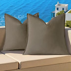 decorUhome Outdoor Waterproof Faux Linen Throw Pillow Covers 24x24 Set of 2 by decorUhome
